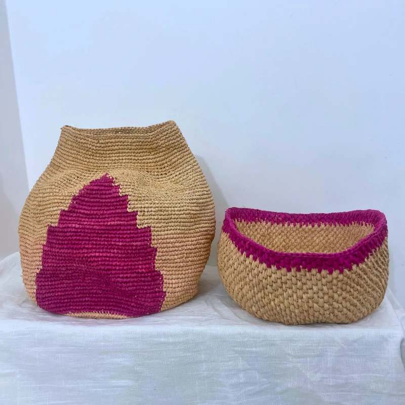 paniers en raphia crochet