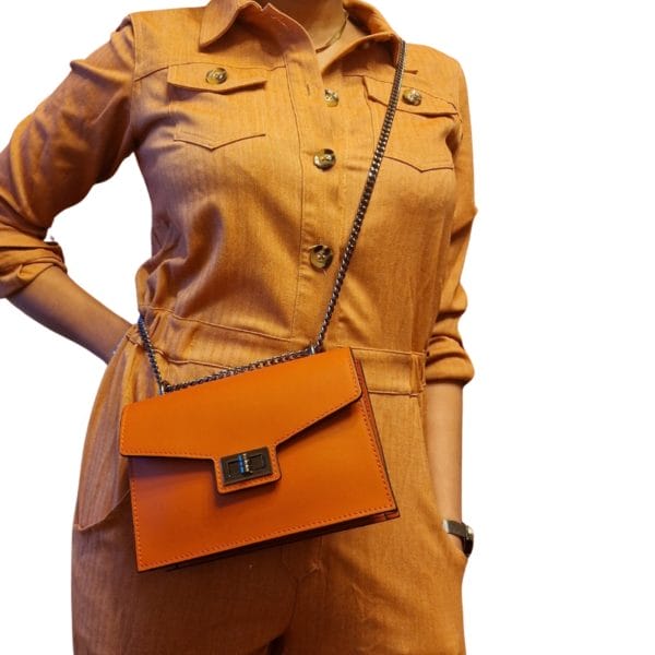 Sac à Main en Cuir Orange