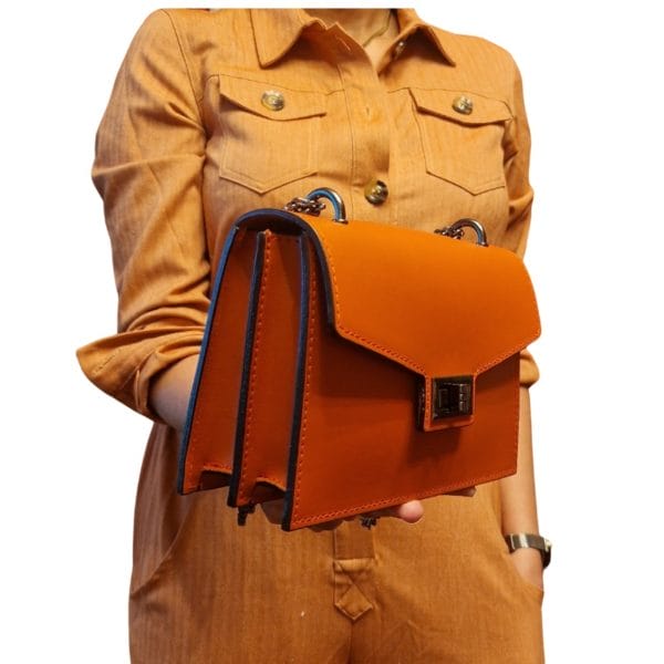 Sac à Main en Cuir Orange