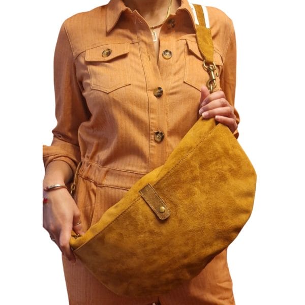 Sac bandoulière en demi-lune - Double large