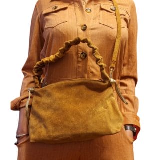 Sac bandoulière à glissière en daim - Jaune