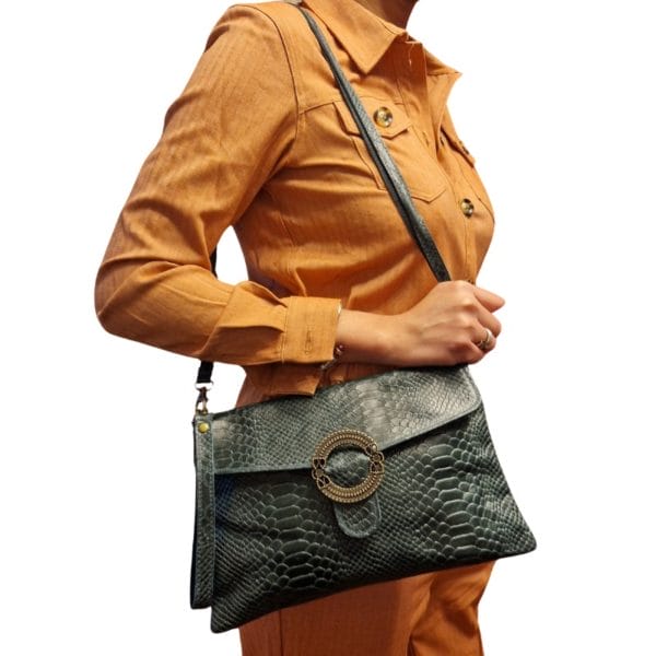 Pochette bandoulière en cuir - Vert