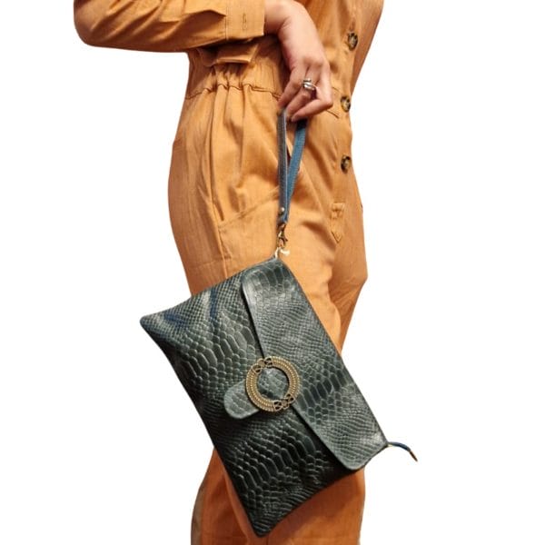 Pochette bandoulière en cuir - Vert