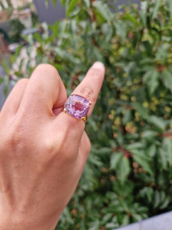 Bague solitaire amethyste xxl en or 18k 6g – Image 2