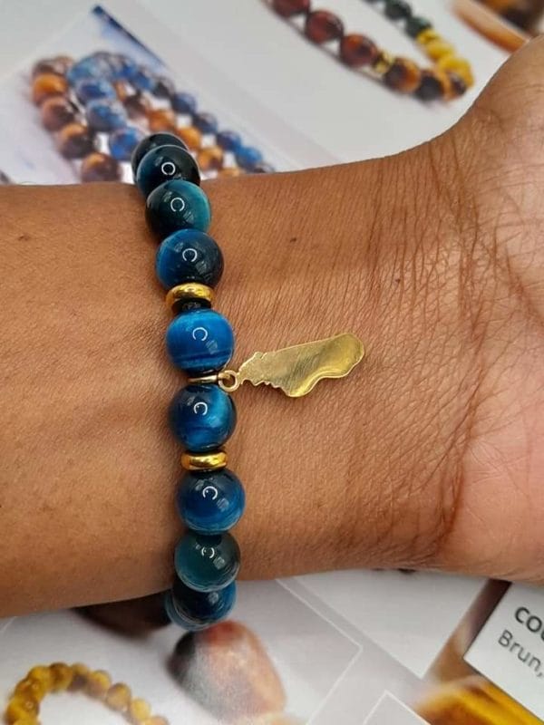 Bracelet " Madagascar " Œil de tigre bleu-en pierre naturelle de Madagascar