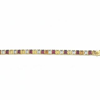 Bracelet Rivières - Grenat - Citrine - Quartz Fumé en OR