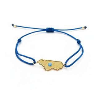 Bracelet en Or avec Cordon Bleu Madagascar avec saphir Etoilé