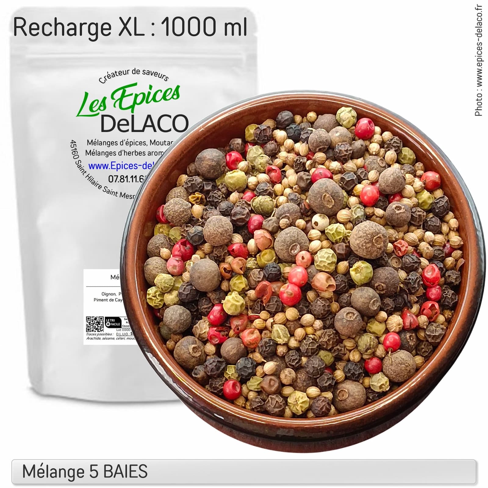 5 BAIES 400g XL ... mélange d'épices, herbes aromatiques, condiments, piments – Image 3