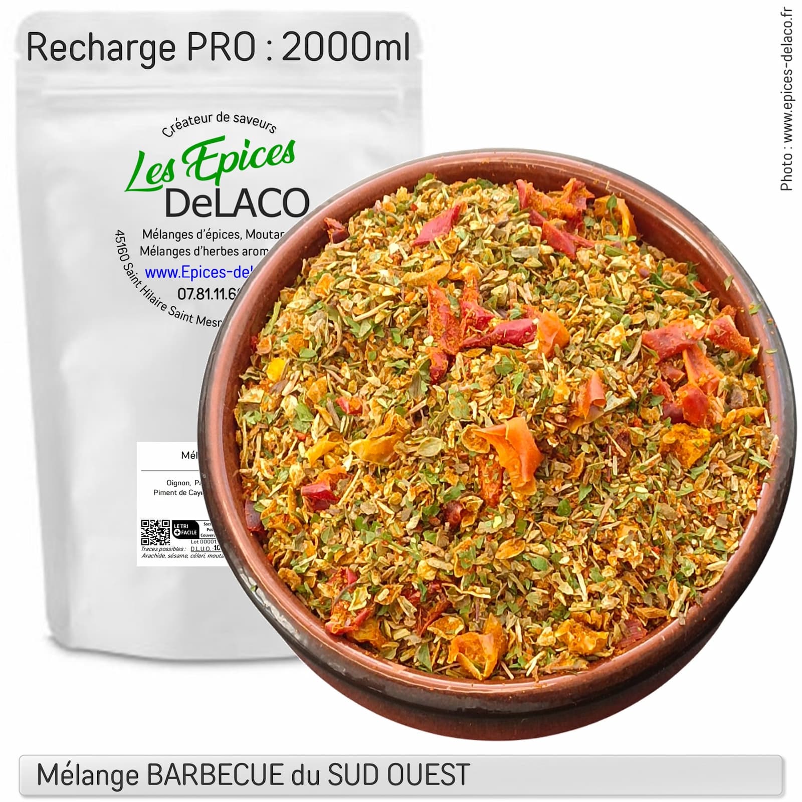 BBQ DU SUD OUEST 640g PRO ... mélange d'épices, herbes aromatiques, condiments, piments – Image 3