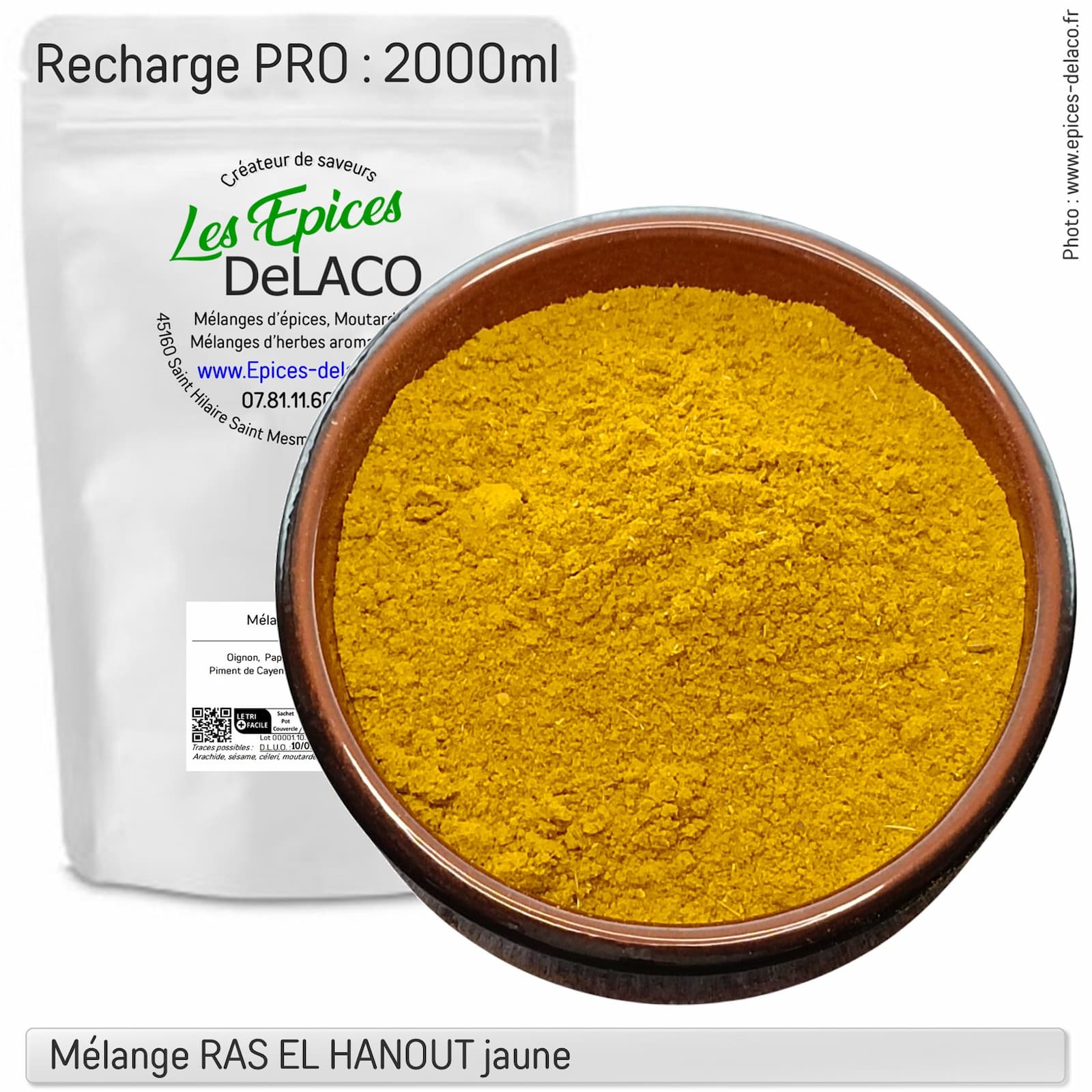 RAS EL HANOUT jaune 1040g PRO ... mélange d'épices, herbes aromatiques, condiments, piments – Image 3