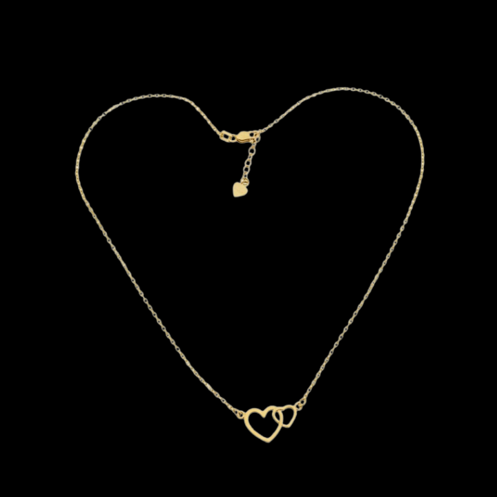 Collier en Or 18K avec pendentif en Cœur entrelacés 1,95g