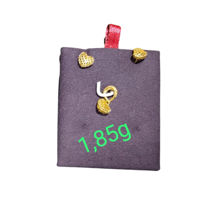 Boucles d'oreilles et pendentif en Or 18K forme de Cœur simple